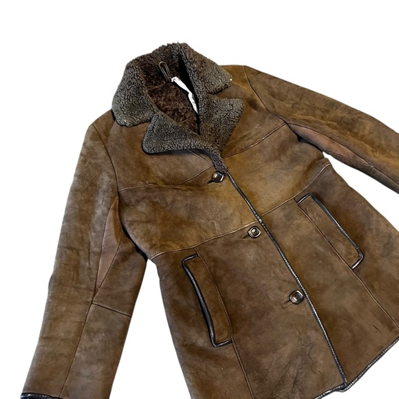 Vintage 70’s Brown Sheepskin Shearling Women’s Size 16 Coat Made in England - Picture 2 of 10